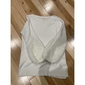 by anthropologies white fur sleeve women sweater sz M